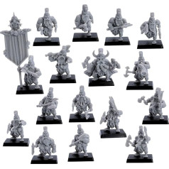 Dwarf Slayers Berserker - 16 миниатюр для DND и Wargaming | 32 мм масштабные модели из смолы | Kyoushuneko Miniatures | 25 мм квадратные основания без крепления