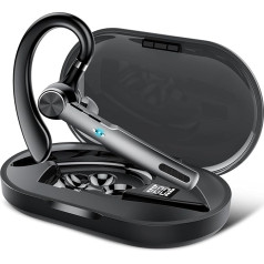 V5.3 Bluetooth гарнитура, беспроводная гарнитура с двойным микрофоном ENC, 70 часов работы в ушах с LED зарядным блоком, IPX7 водонепроницаемая, гарниту
