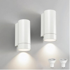 JNR Открытый настенный светильник, IP65 водонепроницаемый настенный светильник, 5 Вт GU10 черный алюминий вниз открытый настенный светильник, о