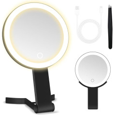 MIYADIVA Увеличительное зеркало со светом, двустороннее, 30X/1X освещенное дорожное зеркало для макияжа с увеличением, 3-цветная подсветка, регул