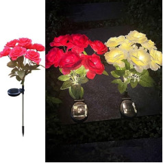 Solar-Rosen-Gartenlicht-Set mit 7 Köpfen, bodeneingefügte Außendekoration, angetrieben durch Sonnenlicht für Wege, Hof, Rasen, Terrasse, Veranda und Hinterhof, ABS und (Rose)