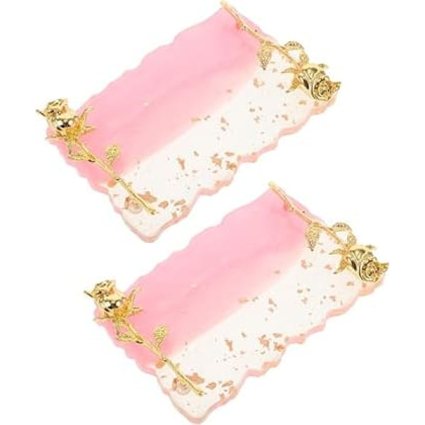 Beaupretty Pack of 2 Nail Palette Display Colour Mixing Pigment Plate Gel Printing Plate Nail Mixing Nail Holder Colour Mixing Plate Polishing Plate for Make Up Mixing Nail Polish Resin Pink