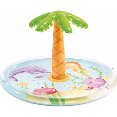 Intex Надувной детский бассейн с брызгами пальмы, диаметр 173 x 104 см, с брызгами воды, подключение шланга, объем 166 л, тропический дизайн, прочный