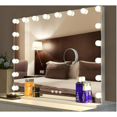 Зеркало Bayt Hollywood, 80x60 см с LED-подсветкой - зеркало для макияжа черное с 18 диммируемыми лампочками, 3 режимами освещения (теплый, холодный, нейт