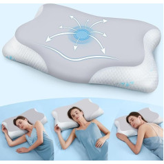 CloudÉtoile Neck Pillow Memory Foam 2-в-1 Эргономичная ортопедическая подушка Memory Foam Side Sleeper Pillow Neck Support Pillow Memory Foam Pillow 64 x 38 см