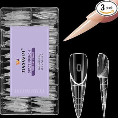 TOROKOM 3D Space French Dual Nail Forms, Pack of 150 French Extension Moulds, 15 Sizes, Reusable Nail Extension Shapes for Poly Gel, Builder Gel, Nail Extension DIY & Studio