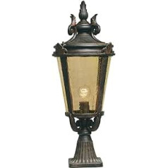 Casa Padrino Baroque Base Light Antique Black / Bronze / Amber Diameter 30 x Height 68 cm Weatherproof Garden Patio Outdoor Floor Lamp Garden Lantern Nostalgic Outdoor Lighting