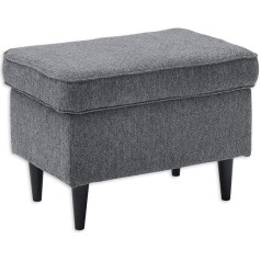 Stella Trading Oskar Padded Footstool, Anthracite, Vintage Upholstered Stool for Armchair, Couch and Sofa, 63 x 43 x 42 cm (W x H x D)