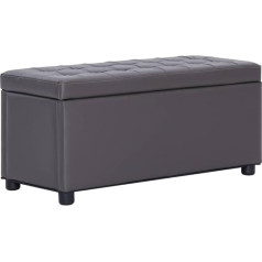 vidaXL Ottoman with Storage Space Stool Seat Cube Storage Box Stool Chest Seat Chest Seat Box 87.5 cm Grey Faux Leather