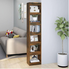 Classic Modern Narrow Bookcase, 6-Tier Open Display Shelf, Freestanding Storage Shelves for Bedroom, Home Office, Living Room - Oak -