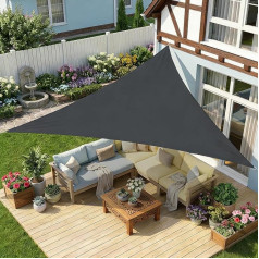 Triangular Sun Sail, Waterproof Sun Protection Canvas, 95% UV Protection, Rain Protection, Premium Polyester Awning for Balcony, Patio, Garden, 3 x 3 x 3 m (Anthracite)