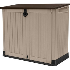 Контейнер для мусора Keter Store it Out Midi на колесах, бежевый/коричневый.