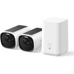 eufy Security eufyCam E40 2 Camera Kit with Homebase 2, беспроводная 2K солнечная камера для наружного использования, со встроенной солнечной батареей, ночное виде